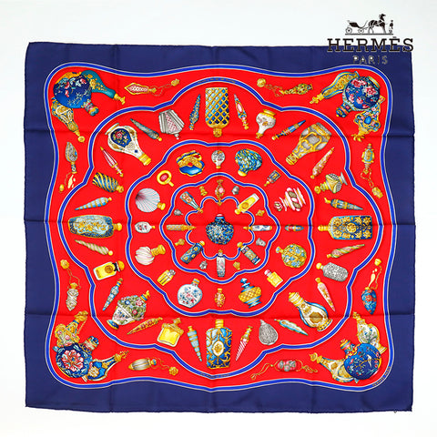 Hermes HERMES Kale 90 POURVU QU'on OIT L'IVRESSE Perfusion Bottle Scarf Red P14472