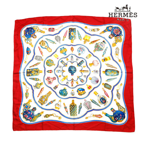 Hermes HERMES Kale 90 Pourvu Qu'on OIT L'IvResse Perfusion Bottle Scarf Red P14480