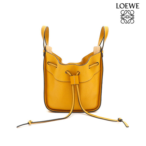 ロエベ LOEWE ハンモック ドローストリング ミニ レザー ハンドバッグ イエロー P14586