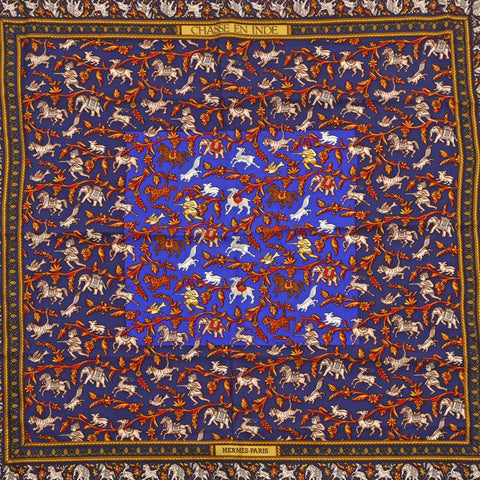 爱马仕（Hermes）Carre 90 Chasse en inde围巾蓝色P14636