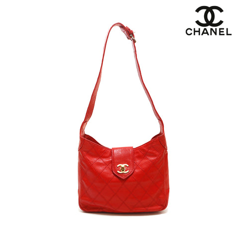 シャネル CHANEL ビコローレ ターンロック ショルダーバッグ レッド P15182