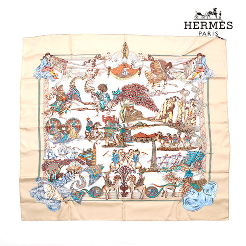 エルメス HERMES カレ90 Au FIL de la sole スカーフ グレー P15318