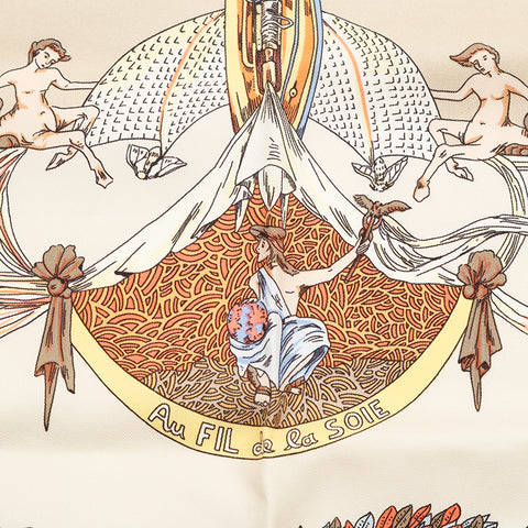 爱马仕Carre 90 Au Fil de la Sole围巾灰色P15318