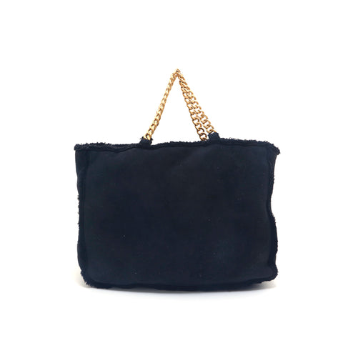 Chanel Mouton Kette Wildleder Umhängetasche Schwarz P15445