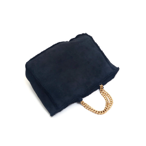 Chanel Mouton Kette Wildleder Umhängetasche Schwarz P15445