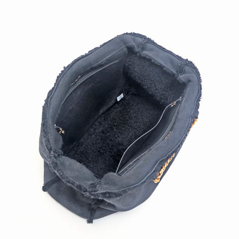 Chanel Mouton Kette Wildleder Umhängetasche Schwarz P15445