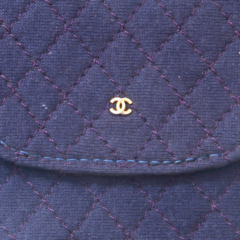 シャネル CHANEL ジャージー マトラッセ チェーン ミニ ポーチ ネイビー P15787