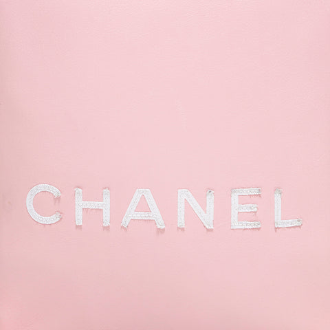 Chanel Logo Leather Shopper Essential Tote Bag Pink P15949