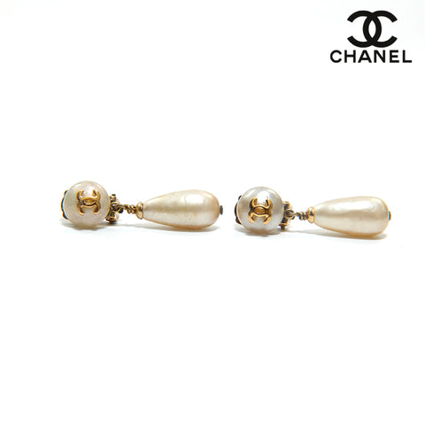 Chanel Coco Mark Pearl Boucles d'oreilles swing Silver P15970