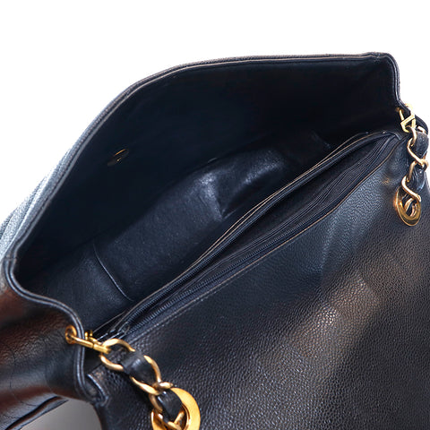 Chanel Caviar Skin V Stitch Chevron -Ketten -Umhängetasche Schwarz P15996