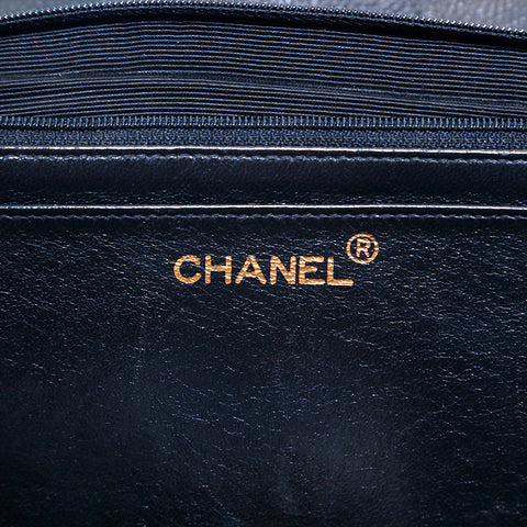 Chanel Caviar Skin V Stitch Chevron -Ketten -Umhängetasche Schwarz P15996