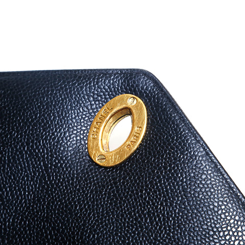 Chanel Caviar Skin V Stitch Chevron -Ketten -Umhängetasche Schwarz P15996