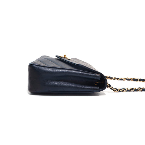 Chanel Caviar Skin V Stitch Chevron -Ketten -Umhängetasche Schwarz P15996