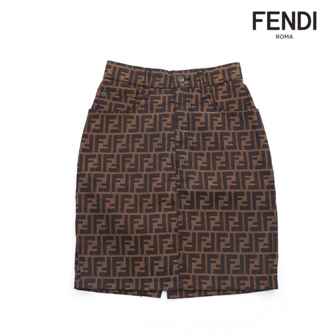 Fendi Zucca紧身迷你裙棕色X黑色P16225