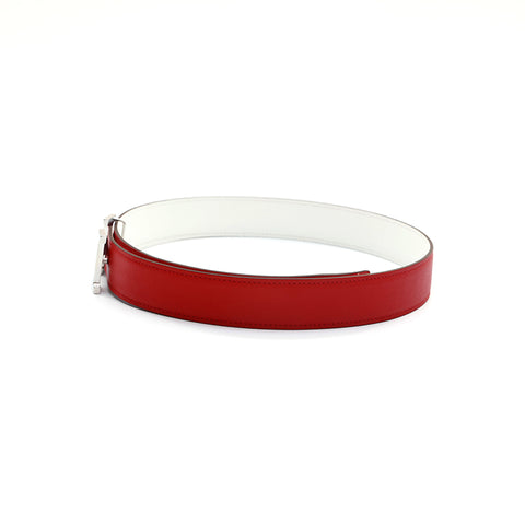 Hermes HERMES Belt Swift Red x White P16240
