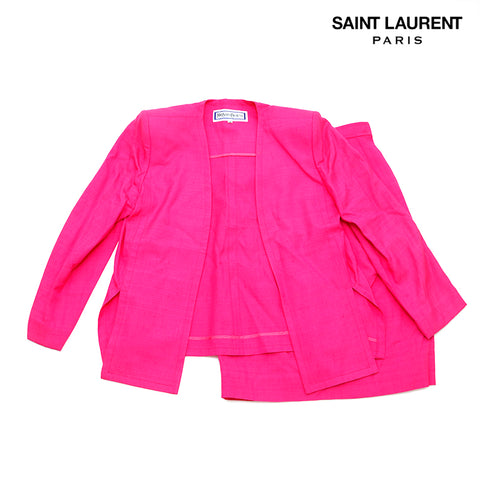 Yves Saint Laurent Yves Saint Laurent夹克裙子西装复古设置粉红色WS2836