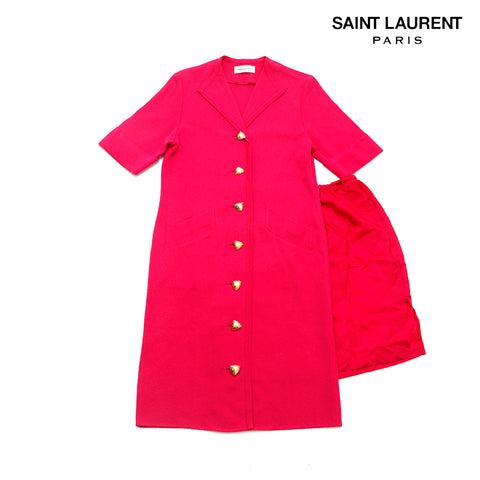 イヴ・サンローラン YVES SAINT LAURENT ニット半袖 ドレス ヴィンテージ ワンピース ピンク WS2838