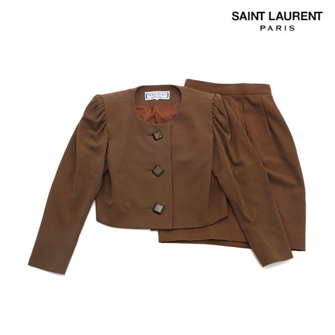 Yves Saint Laurent Yves Saint Laurent Anzug Jacke Rock Vintage Setup Brown WS2840