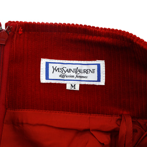 イヴ・サンローラン YVES SAINT LAURENT スーツ ジャケット スカート セットアップ ベロア レッド WS2837