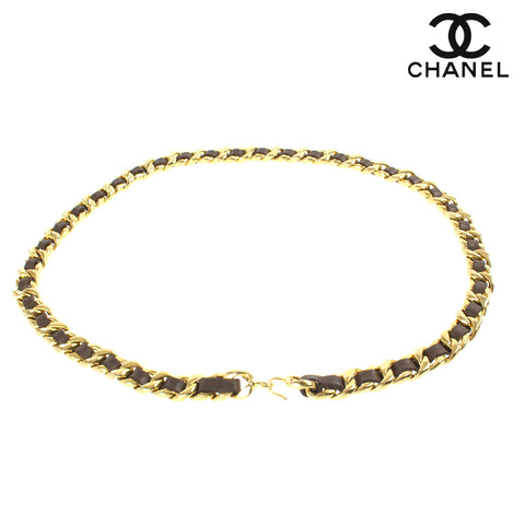 シャネル CHANEL レザーチェーン ベルト ブラウン eit0069P3198