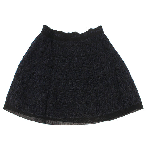 Chanel CHANEL Waist West Google Logurame Skirt Black x Navy P3762