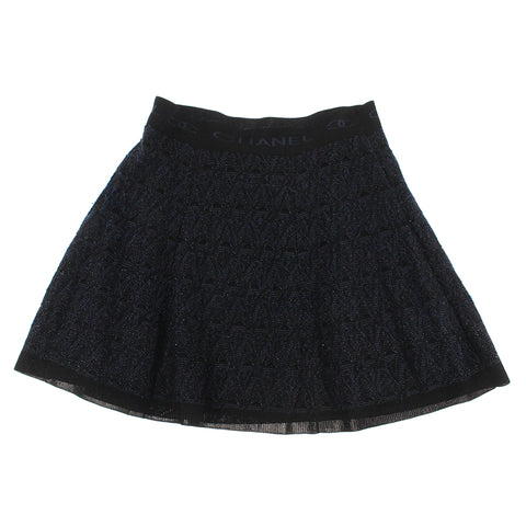 Chanel CHANEL Waist West Google Logurame Skirt Black x Navy P3762