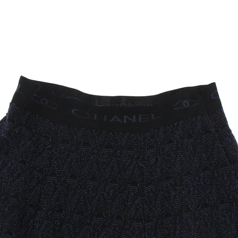 Chanel CHANEL Waist West Google Logurame Skirt Black x Navy P3762