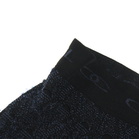 Chanel CHANEL Waist West Google Logurame Skirt Black x Navy P3762