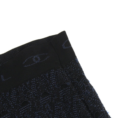 Chanel CHANEL Waist West Google Logurame Skirt Black x Navy P3762