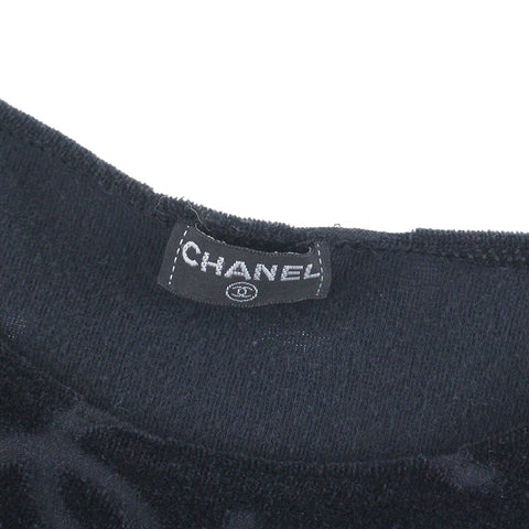 CHANEL COCO Mark Cropped Velvet Short Sleeve Vintage Short sleeve T-shirt black eit0233P4326
