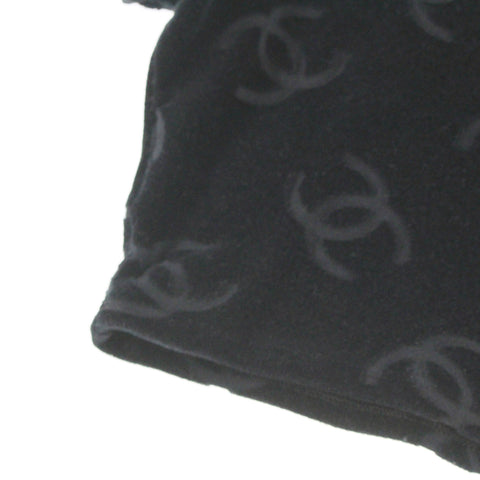 CHANEL COCO Mark Cropped Velvet Short Sleeve Vintage Short sleeve T-shirt black eit0233P4326
