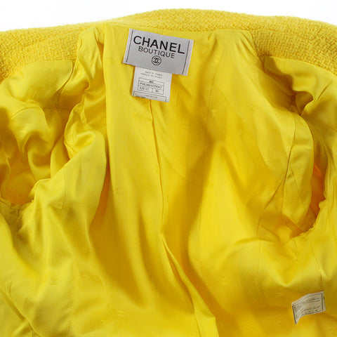 Chanel Gripore Button Woll Tweed Doppel 96A Jacke 96A Yellow EIT0465P5030