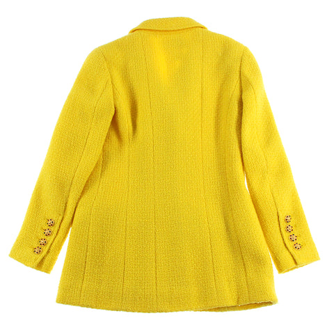 Chanel Gripore Button Woll Tweed Doppel 96A Jacke 96A Yellow EIT0465P5030
