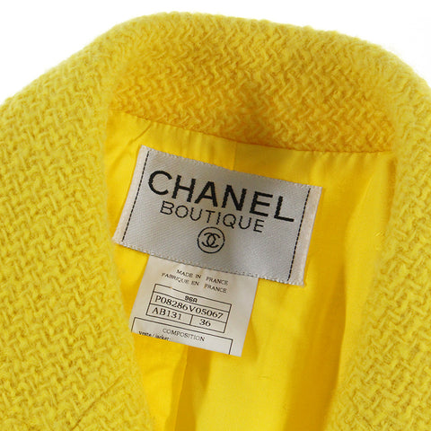 Chanel Gripore Button Woll Tweed Doppel 96A Jacke 96A Yellow EIT0465P5030