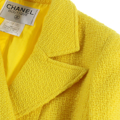 Chanel Gripore Button Woll Tweed Doppel 96A Jacke 96A Yellow EIT0465P5030