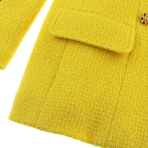 Chanel Gripore Button Woll Tweed Doppel 96A Jacke 96A Yellow EIT0465P5030