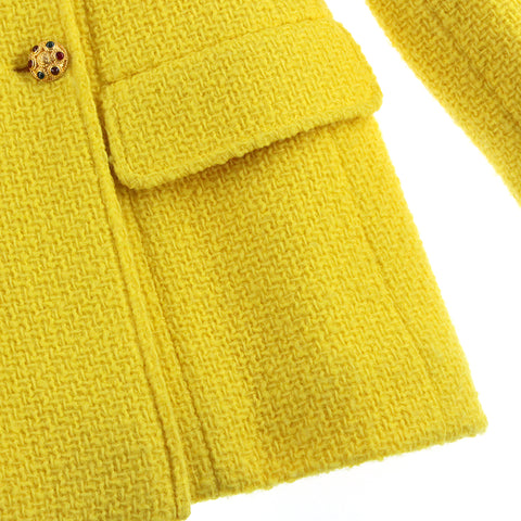 Chanel Gripore Button Woll Tweed Doppel 96A Jacke 96A Yellow EIT0465P5030
