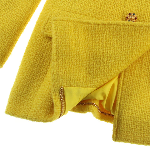Chanel Gripore Button Woll Tweed Doppel 96A Jacke 96A Yellow EIT0465P5030