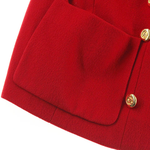 Chanel Chanel Coco Button 100% Cashmere Veste Double Coat Red EIT0365P6172