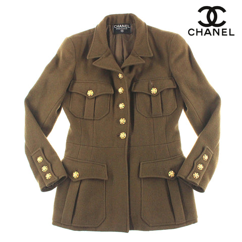 Chanel Gripore Button Wollmantel Vintage Jacke braune EIT0542P6504