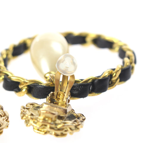 Chanel Coco Mark Hoop Swing Pearl Braided Earrings 94A Gold eit0273P6791