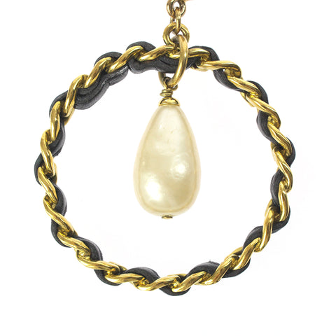 Chanel Coco Mark Hoop Swing Pearl Braided Earrings 94A Gold eit0273P6791