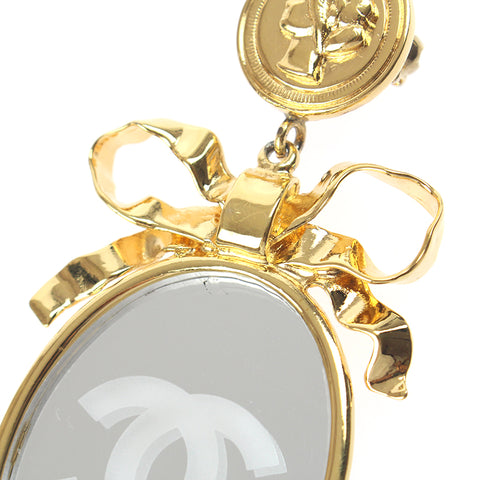 CHANEL COCO Mark Mirror Ribbon Vintage Brooch gold eit0012C2633
