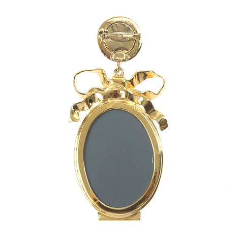 CHANEL COCO Mark Mirror Ribbon Vintage Brooch gold eit0012C2633