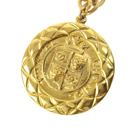 CHANEL COCO Mark Lion Chain Necklace gold eit0482P7343