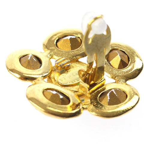 Chanel Gripore Rhinestone Flower Earrings 2cc9 Gold eit0045P7603