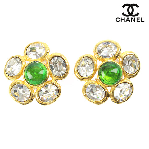 Chanel Gripore Rhinestone Flower Earrings 2cc9 Gold eit0045P7603