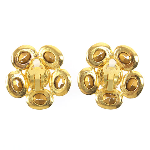 Chanel Gripore Rhinestone Flower Earrings 2cc9 Gold eit0045P7603