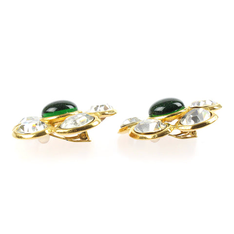 Chanel Gripore Rhinestone Flower Earrings 2cc9 Gold eit0045P7603