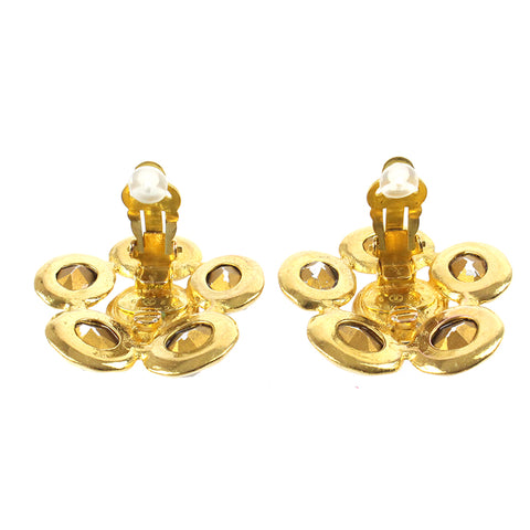 Chanel Gripore Rhinestone Flower Earrings 2cc9 Gold eit0045P7603